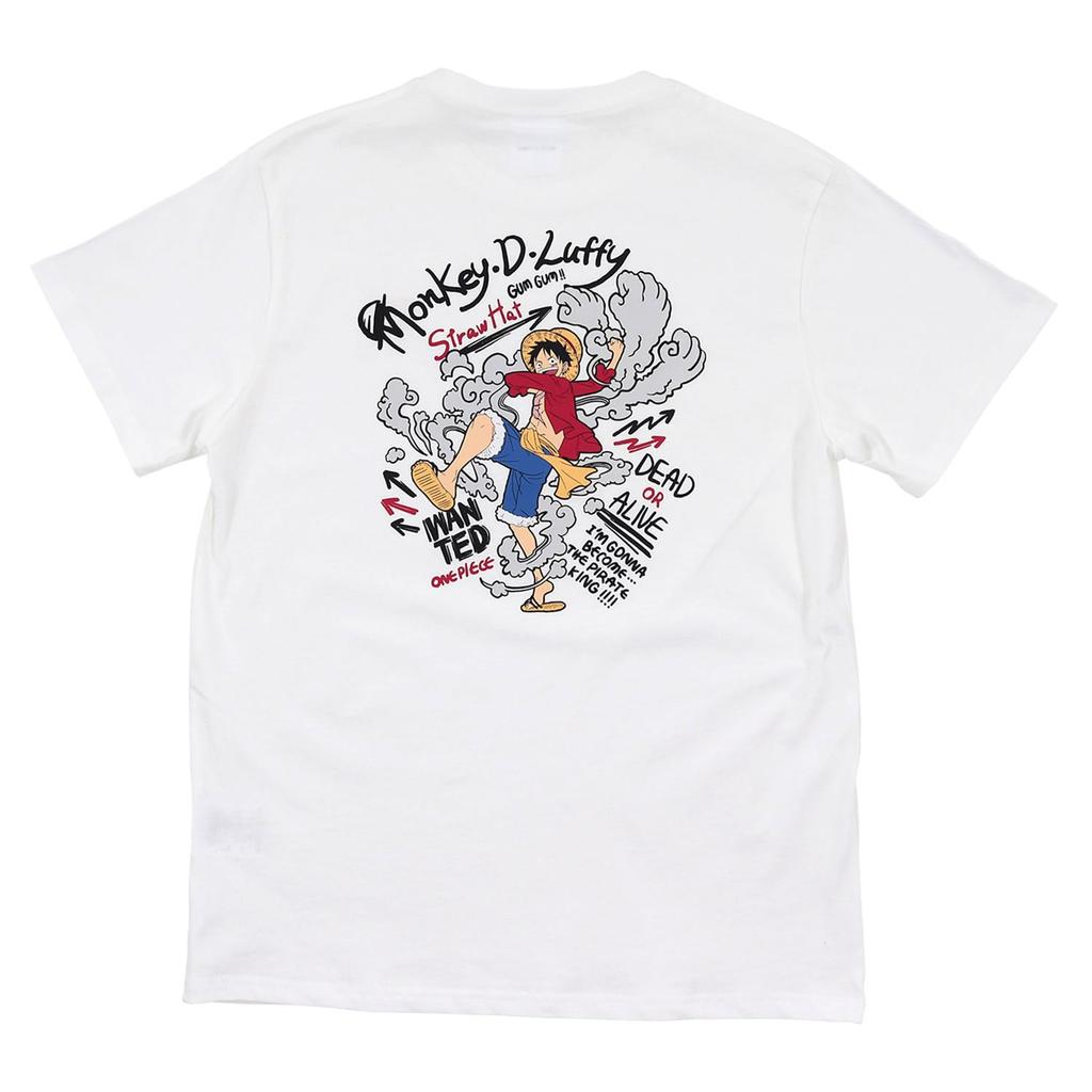 Airin ONE PICE Short Sleeve Luffy Size 572 Men's T-Shirt, White, M,