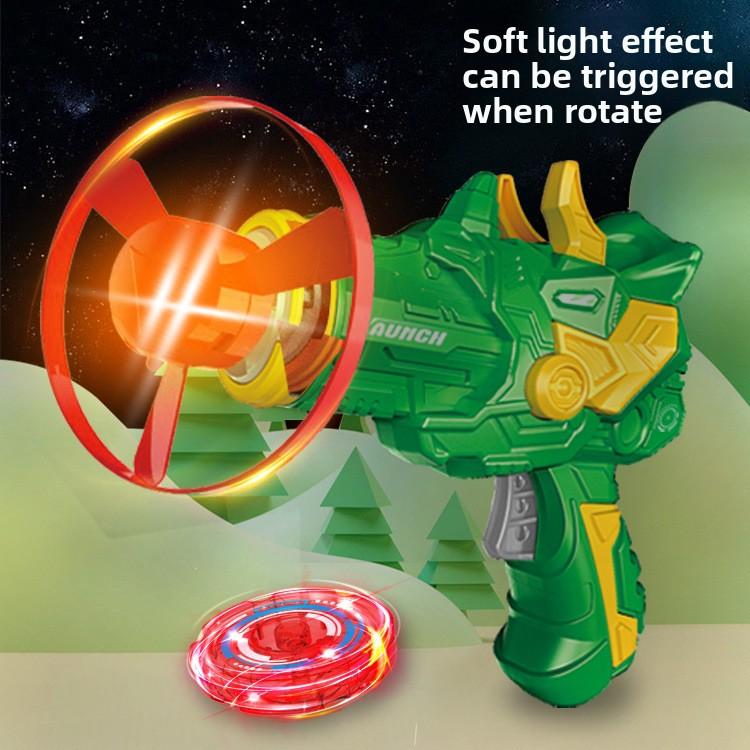 Children's toys flying saucer gyro dual-purpose dinosaur gun flying flash outdoor bamboo dragonfly glowing frisbee