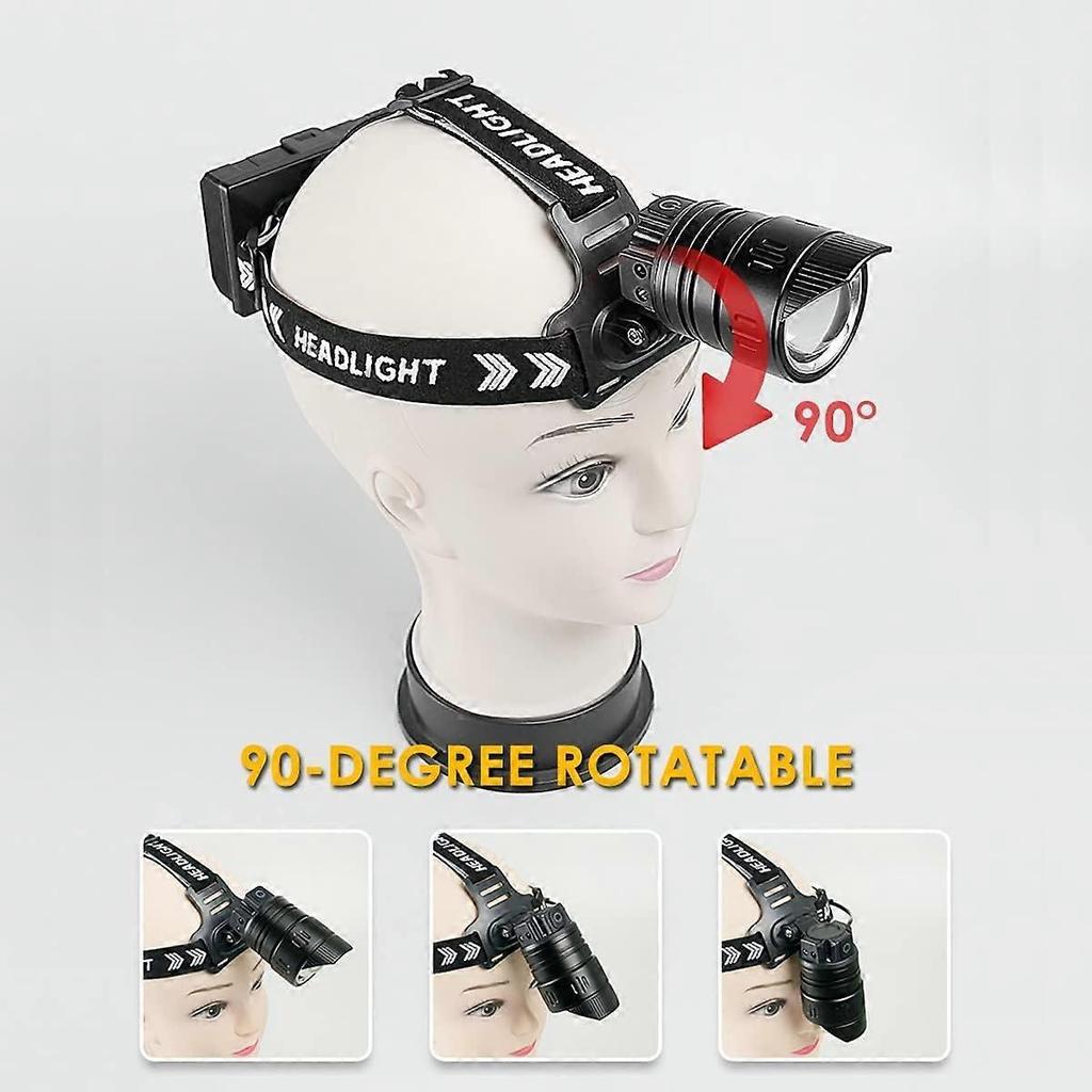 Super Bright 10000 Lumens Headlamp, XHP90.2 USB Rechargeable Headlamp with Motion Sensor, 3 Light Modes, Variable Focus