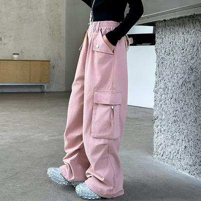 Girls' Overalls Spring and Autumn Children's Trendy Cool Wear Pants Girls Big Children's Autumn Straight Wide-leg Pants