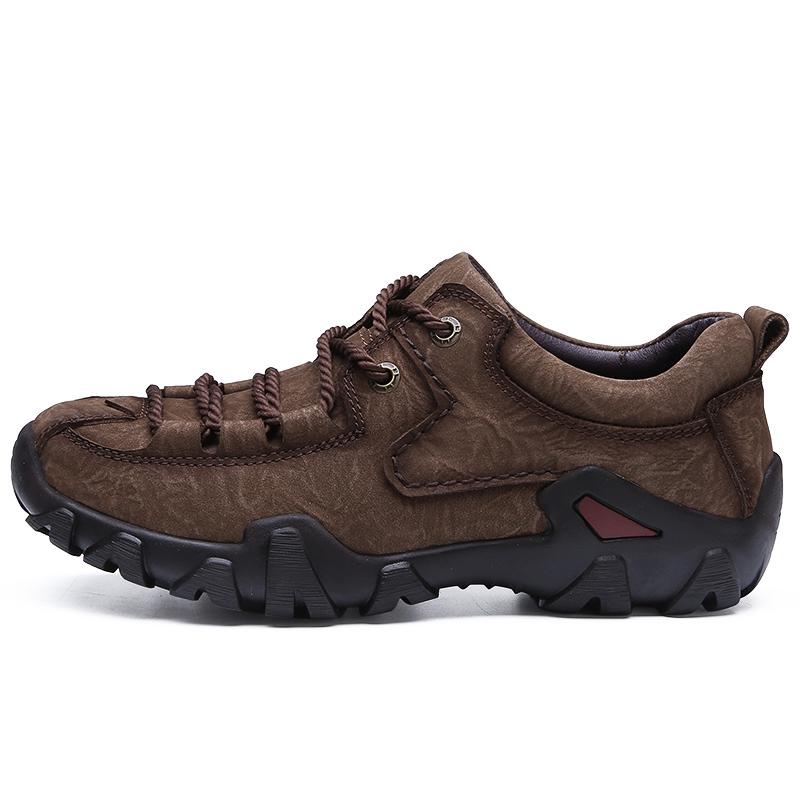 

Модные золотистые ботинки для работы на открытом воздухе для мужчин, лоферы из натуральной кожи, плоские для горного треккинга, удобные мокасины, мужская повседневная обувь 44 красно-коричневый