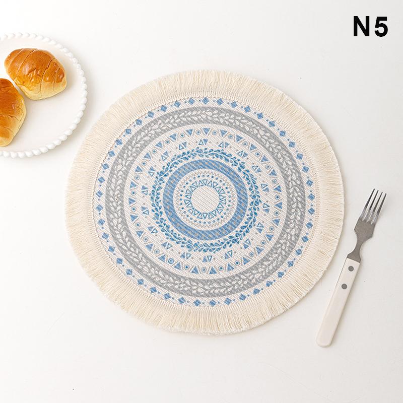 M-Round Placemat Cotton Tassel Antiskid Dining Table Mat Absorbent Insulation Dish Pad Desk Decoration And Accessories Plate Mug
