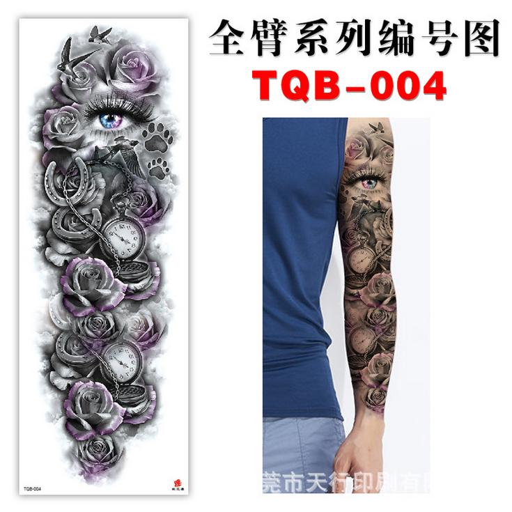 TQB(001-008)Hochwertiger Wasserübertragungs-Vollarm-Ärmel Temporärer Tattoo-Aufkleber Lieferant für Erwachsene Mann Frauen