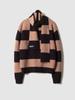 Pokeopeiseu Block Round Neck Kint Deep Peach/Burgundy