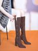 British style but knee high heel boots women's knight boots 2025 autumn and winter new temperament pointed thick heel boots