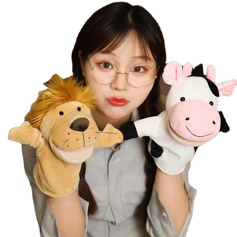 Plush Animal Hand Puppets: Interactive Monkey & Pig - Soothing Toy for Early Education & Parent-Child Play