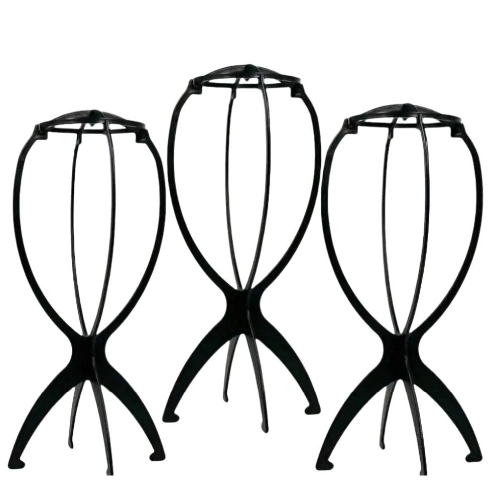 3pcs Stable Wig Stand Collapsible Hairpiece Holder For All Wigs and Hats Display Styling Tool for Haircut Training and Home Use