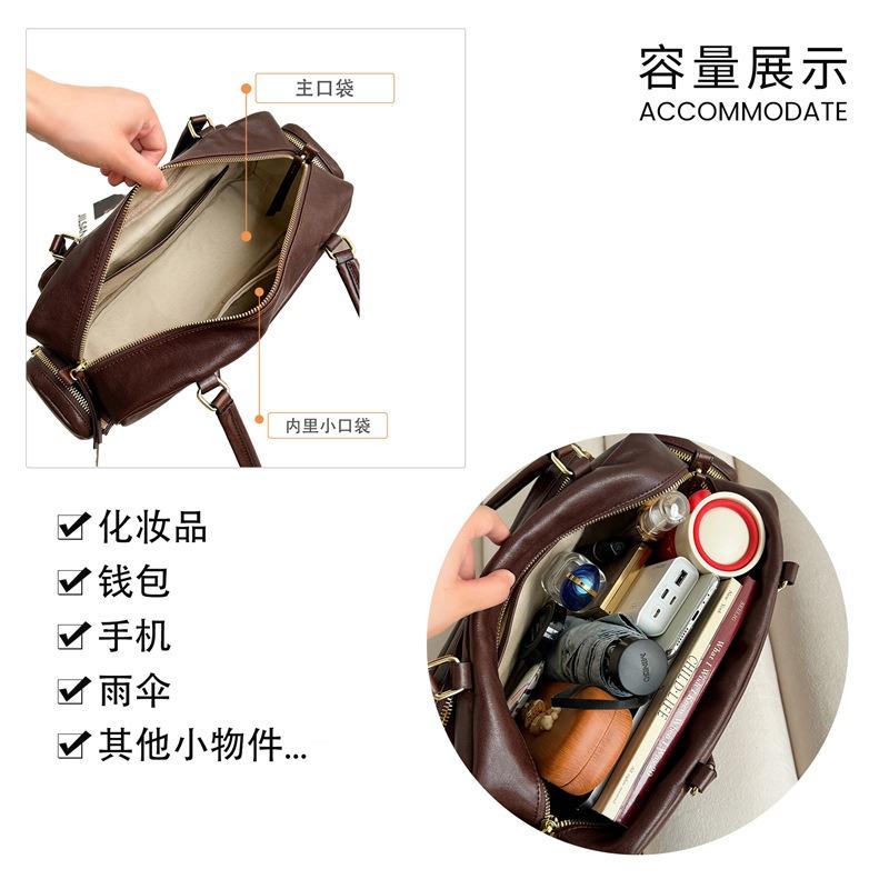 First-layer cowhide leather women's bag vegetable tanned leather large-capacity retro handbag commuter tote bag women