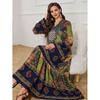 New Middle East Fashion Casual Loose Print V-neck Robe Dress Women Printed V-neck Dress