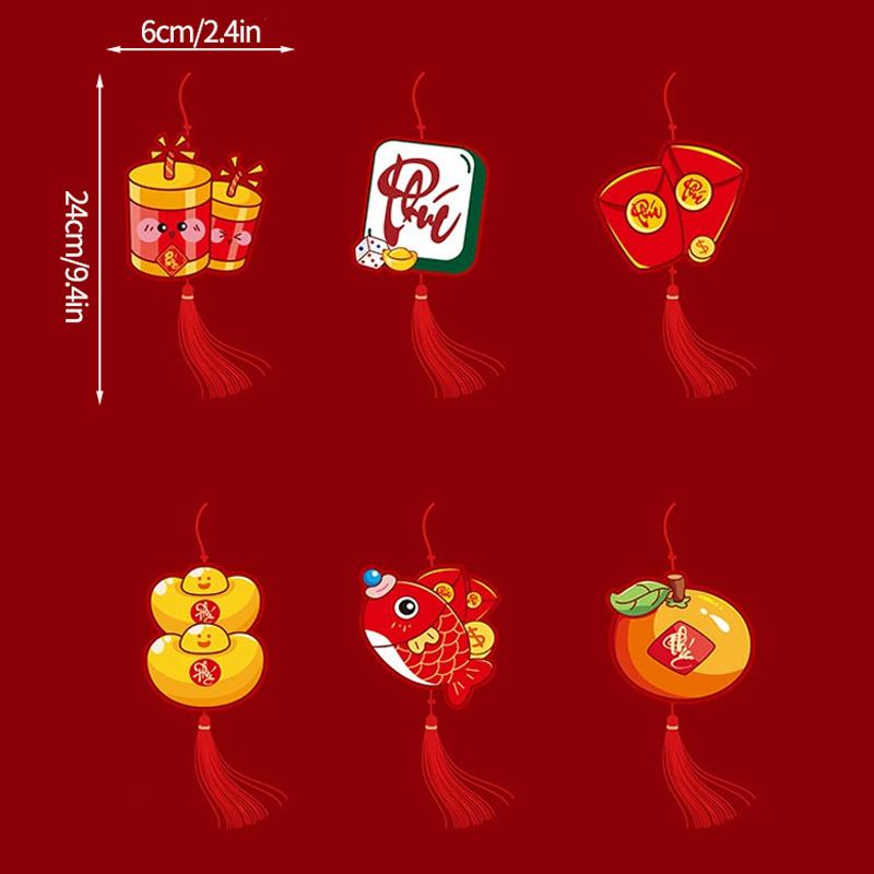 Chinese New Year 2026 Decoraitons  Spring Festival Hanging Ornaments Plant Bonsai Pendants with Tassle Horse Year Party Supplies