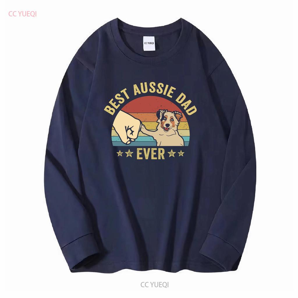 Vatertag Australian Shepherd Papa T-Shirt Bester Aussie Überhaupt Herren s für Ihn Lang- oder Kurzarm Vintage Gewaschen Weich Freizeit