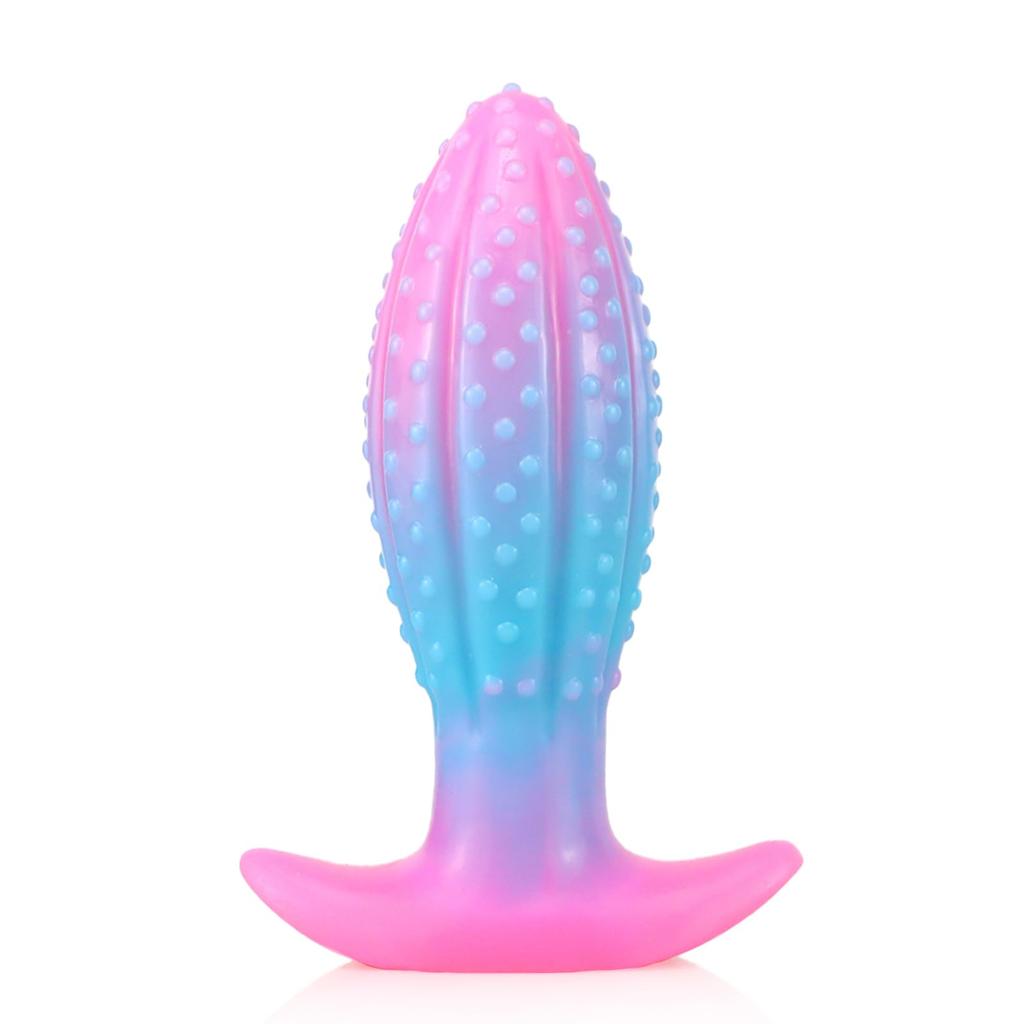 Loofah 4th Generation Anal 6cm X TaRiss's Plug, Luminous, Uneven, Anchor-Shaped Base, Silicone, Blue, Pink, L, 17.8cm