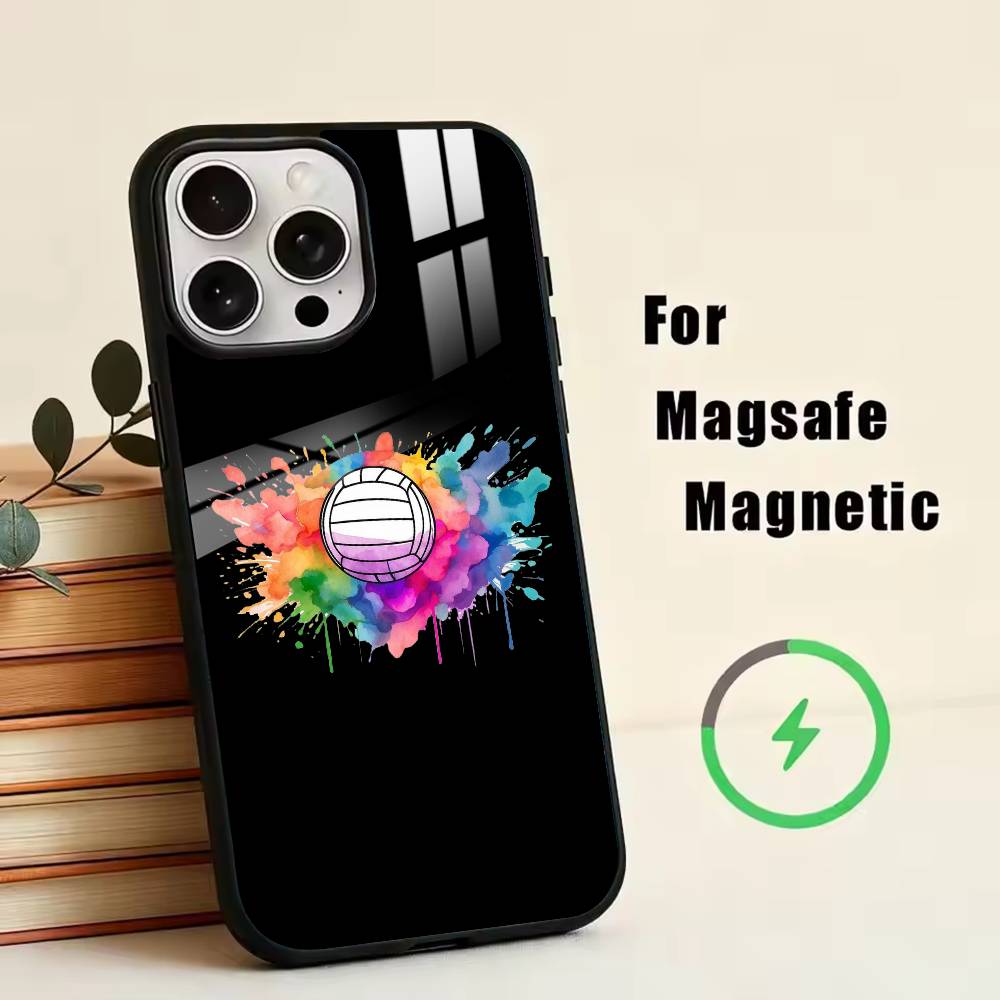 Volleyball Painted  Phone Case For iPhone17,16,15,14,13,12,11 Plus,Pro Magnetic For Magsafe Wireless Charging