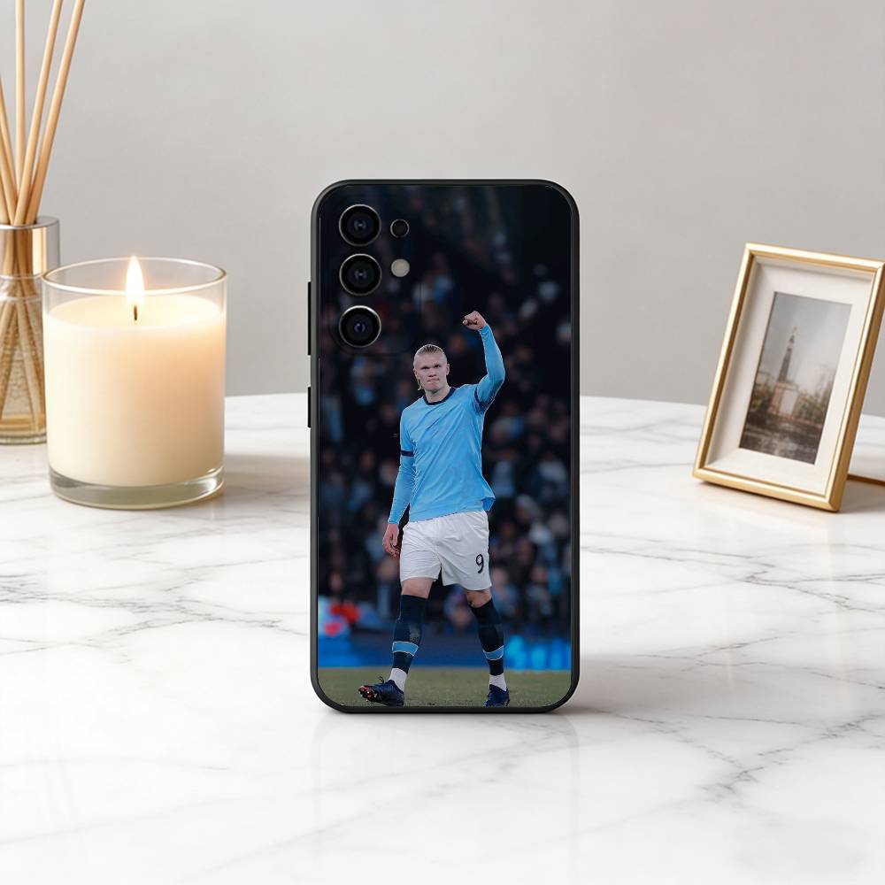 Football E-Erling H-Haaland-EH Phone Case Black Silicone Soft For Samsung S25,S24,S21,S22,S23,S30,Ultra,S20,Plus,Fe,Lite
