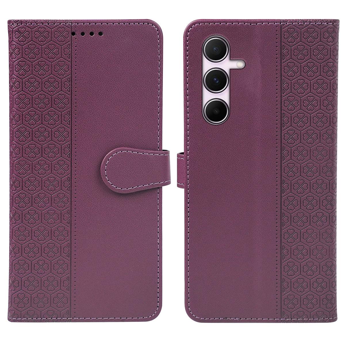 

Чехол для Samsung Galaxy A26 5G с магнитной застежкой, кожаный чехол для телефона с четырехлистным клевером Dark Purple