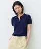 SUARE WOMEN Airy Cotton Collar Half Knit Navy