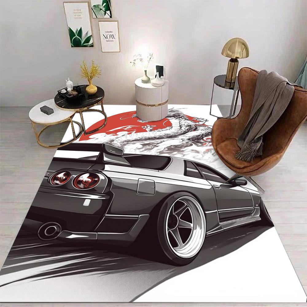Cartoon Car Area Rug Non-Slip Washable Floor Mat for Living Room Bedroom Kitchen Sofa Balcony Table INS Style Home Decor