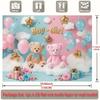 2D Blue Pink Teddy Bear Baby Shower Backdrop, Gender Reveal Photo Background