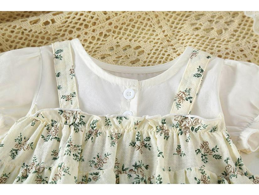 Super Cute Summer Princess Romper: Thin Style, Printed, Short Sleeve, Snap Crotch