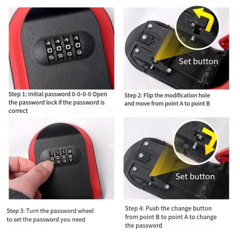 Wall-mounted Key Storage Lock Box, 4-digit Combination, Waterproof