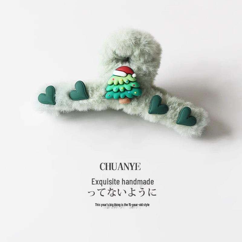 

Large Christmas Gingerbread Man Claw Clip for Thick Hair зелёный