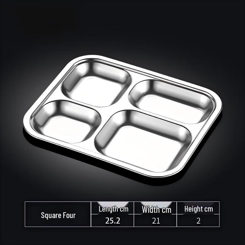 Tianze Stainless Steel Rectangular 4-Compartment Meal Tray