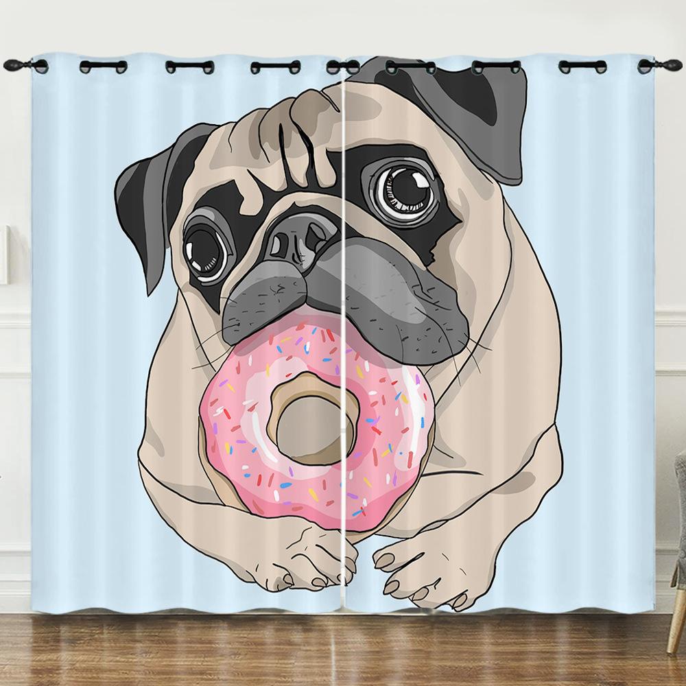 

Штора Мультяшная Собака Анимация Милая 3D Цифровая Печать Светонепроницаемая Штора на Люверсах 97cm*114cm*2