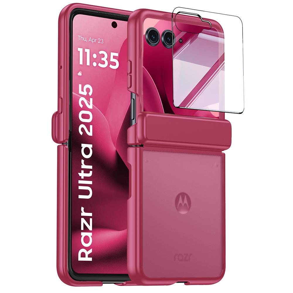 

For Moto Razr 50 60 Ultra 2025 2025 Case Matte Hinge Protection Screen Protector Full Protection Ring Holder Flip Foldable Cover Artificial leather&Motorola Razr 60