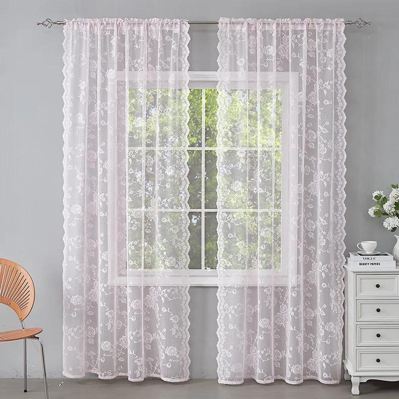 1 Panel Vintage Lace Curtains Rod Pocket Sheer Curtain Long-Romantic Flowers Branch Window Curtain for Living Room French Decor