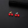 Teamer 5pcs/Lot Enamel Cherry Charms Pendant Stainless Steel For Necklace Bracelet Making Fashion Accessory Romantic Jewelry