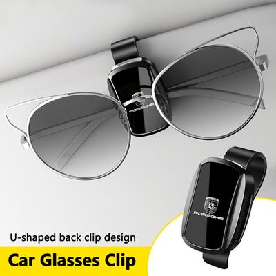 Clip Porte-Lunettes de Pare-Soleil de Voiture de Haute Qualité Support pour Lunettes de Soleil Pour 911 718 Cayenne Cayman Panamera Macan Taycan Boxster Pajun