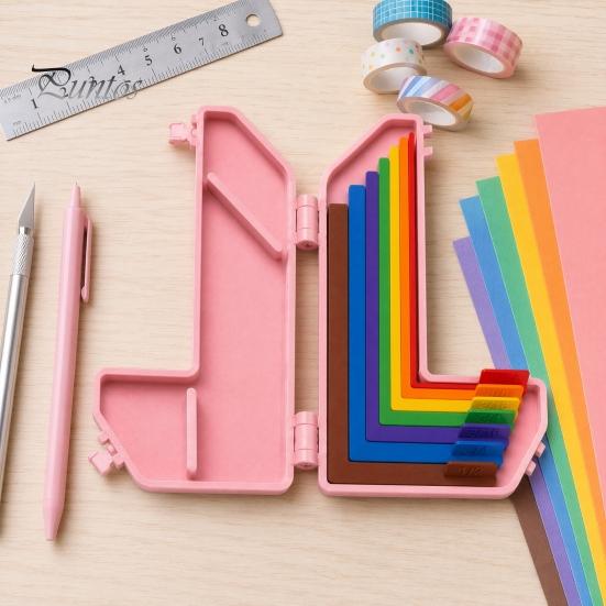 Paper Edge Positioning Tool 7Pcs/Set Crafting Alignment Guides, Color Coded Tools with Storage Case, Ruler Layering And Matting Spacers Size Tabs for