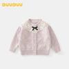 DUUDUU Girls' Lace-Trimmed Knitted Cardigan