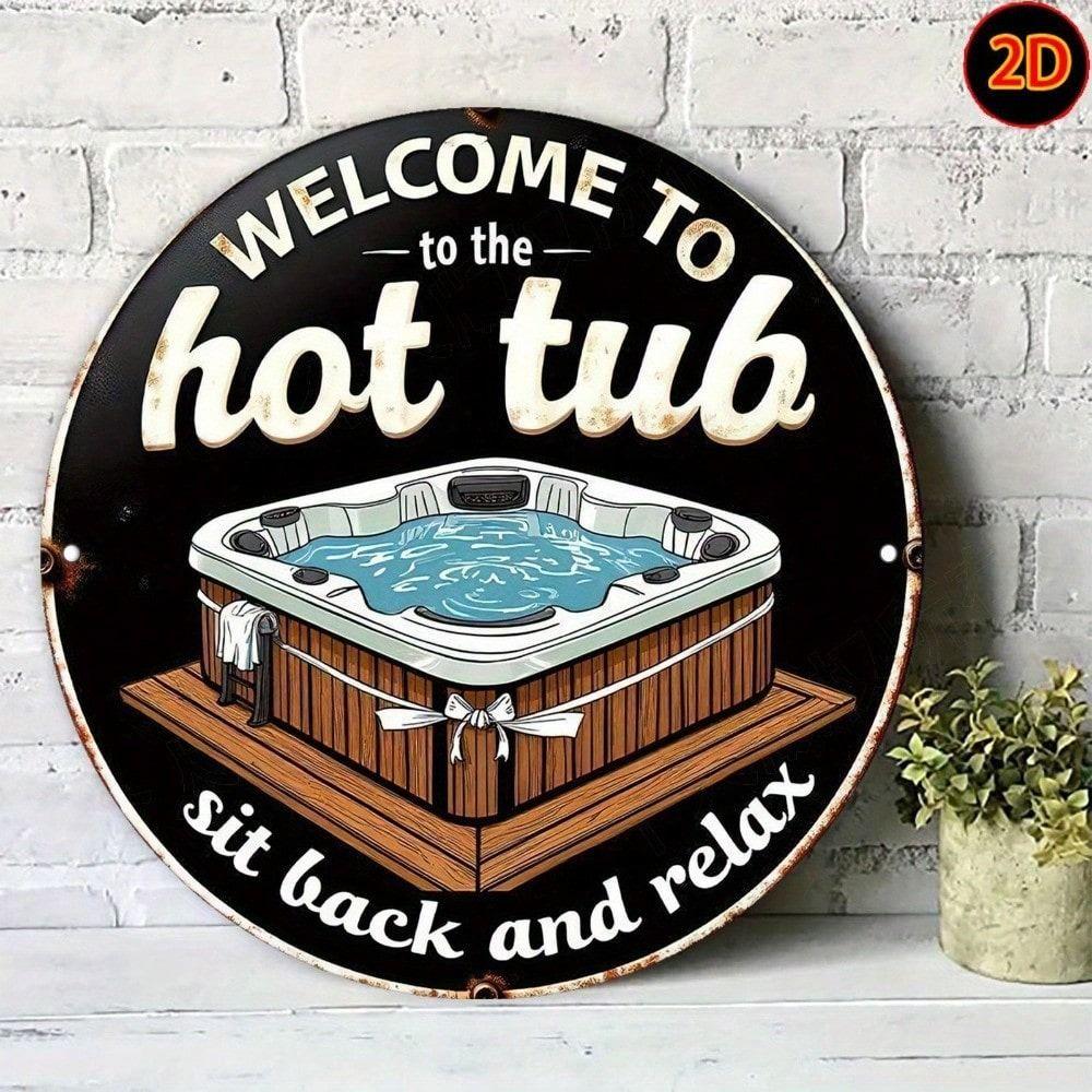 Vintage Round Metal Sign Flower Bucket Kitchen Decor Gift