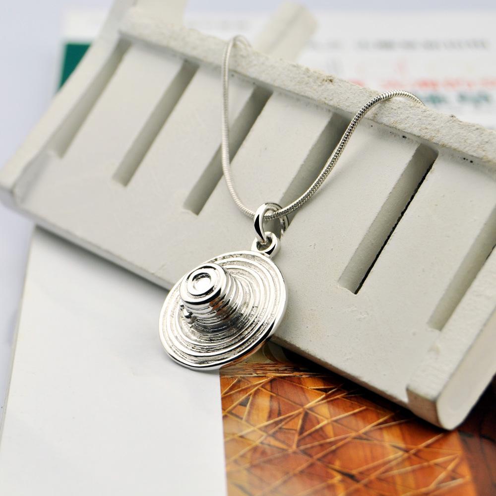 Colier placat cu argint Bijuterii Original Personalizat Simplu Pandantiv Pălărie Argintiu Trend