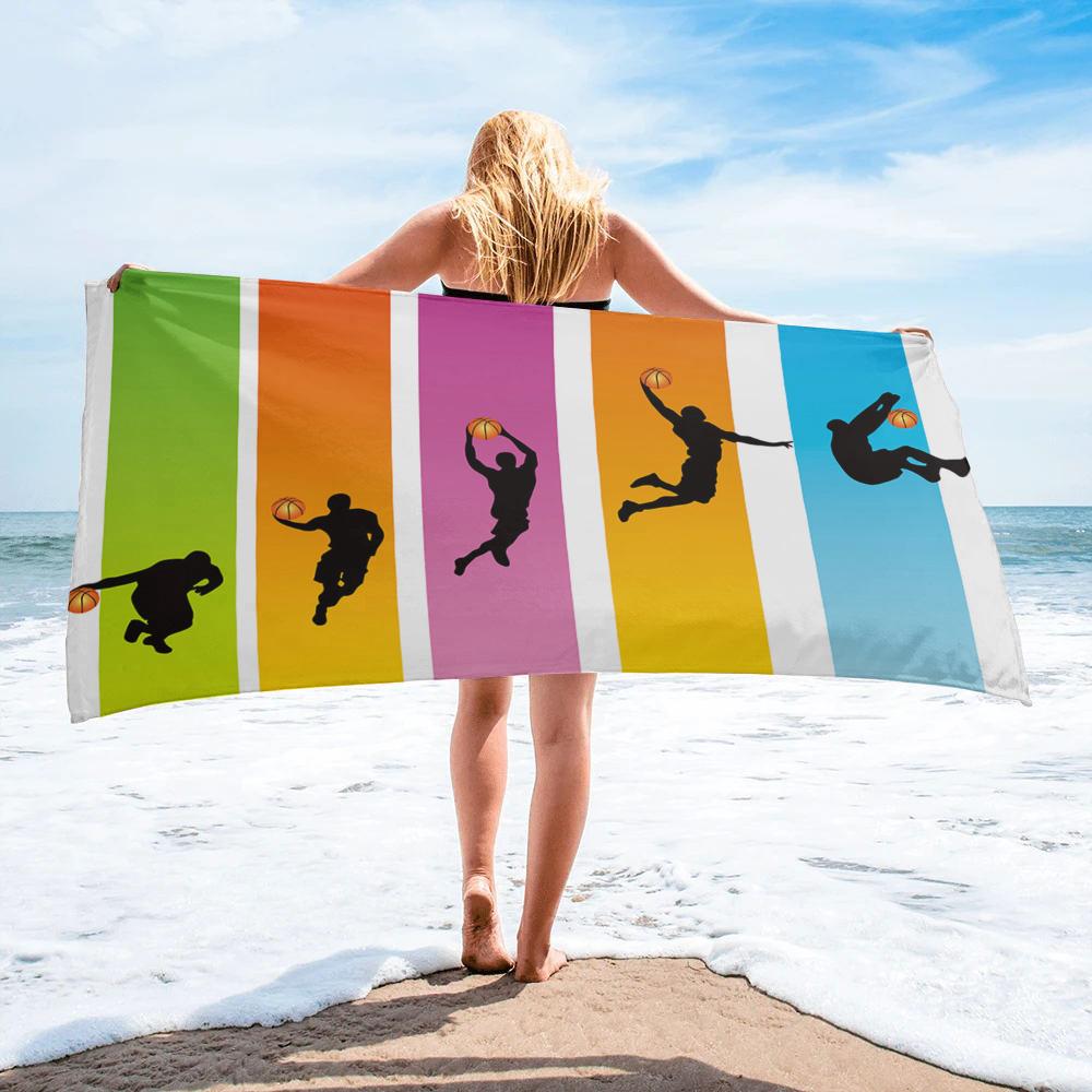 Sports Basketball Beach Towel Microfiber Quick Dry Bathroom Supplies Swimming Gym Camping Home Decor Towels for Boyfriends Gifts