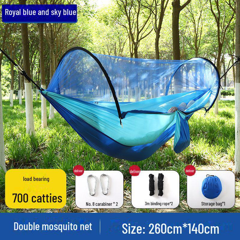 """Schnellöffnende Mückendichte Outdoor-Hängematte mit Netz - Einzel-/Doppel-, Kippsicher, Nylon"""