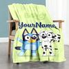 Bluey 45 Customize Your Name Blanket Lightweight Personalized Blanket Soft Warm Cozy Great for Seaside Bed Office Chair Bedding for All Occasions