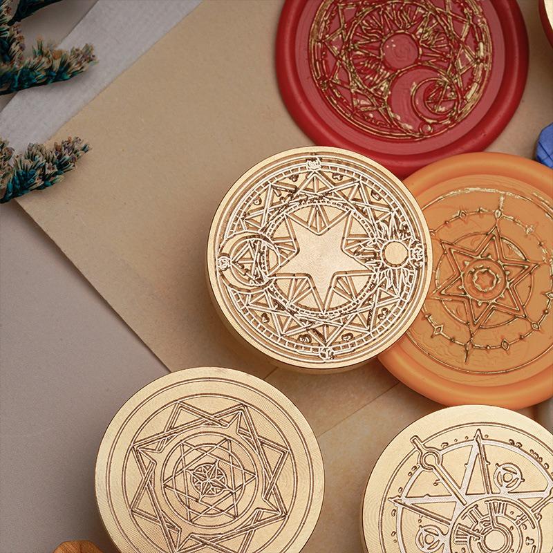 Retro Magischer Kreis Runen Wachssiegelstempelköpfe Hohe Qualität Messingstempel Wachssiegelkopf für DIY Scrapbooking Umschläge Versiegeln