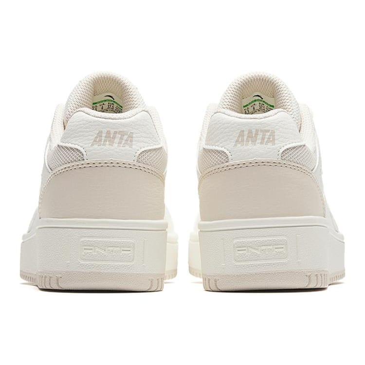 Anta First Year Synthetic Leather Abrasion Resistant Height Increasing Low top Skateboard Shoes Women's White Gray 922628068F-6
