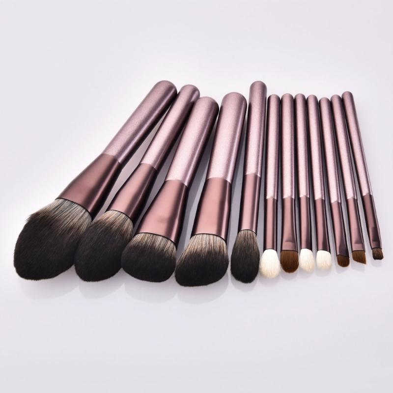 12 Pcs Cosmetic Brush Set with Storage Bag Makeup Brush Set Eye Shadow Brush Basic Essentials Brush Set Concealer Brush