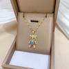 Love Bear Light Luxury Temperament Gorgeous Full Diamond Necklace Female Versatile Collarbone Chain Titanium Steel Chain