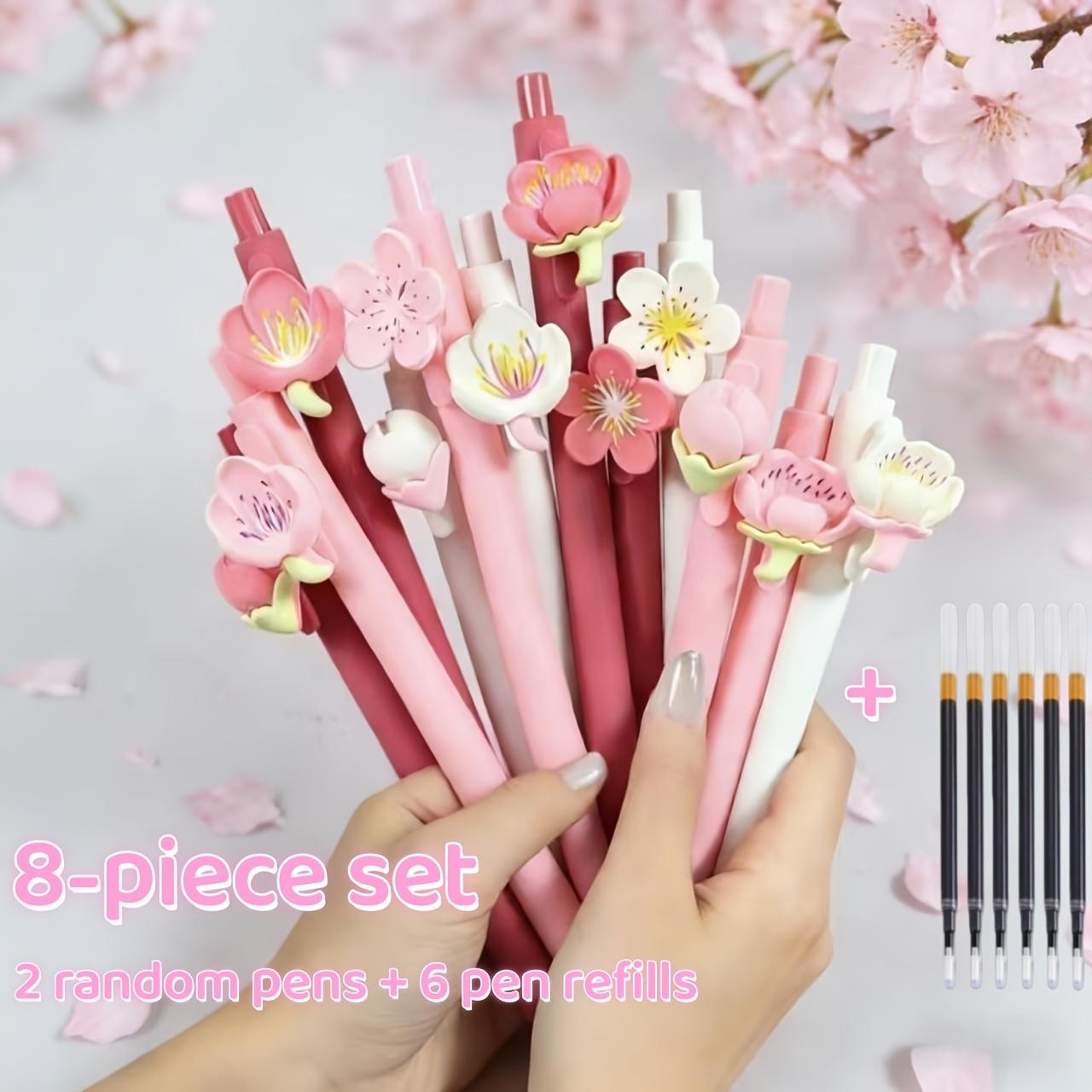 Набор из 8 шариковых ручек серии «Цветочная тема» с привлекательным дизайном | Случайные 2 ручки и 6 стержней | Красивые и доступные канцелярские принадлежности 8-piece set