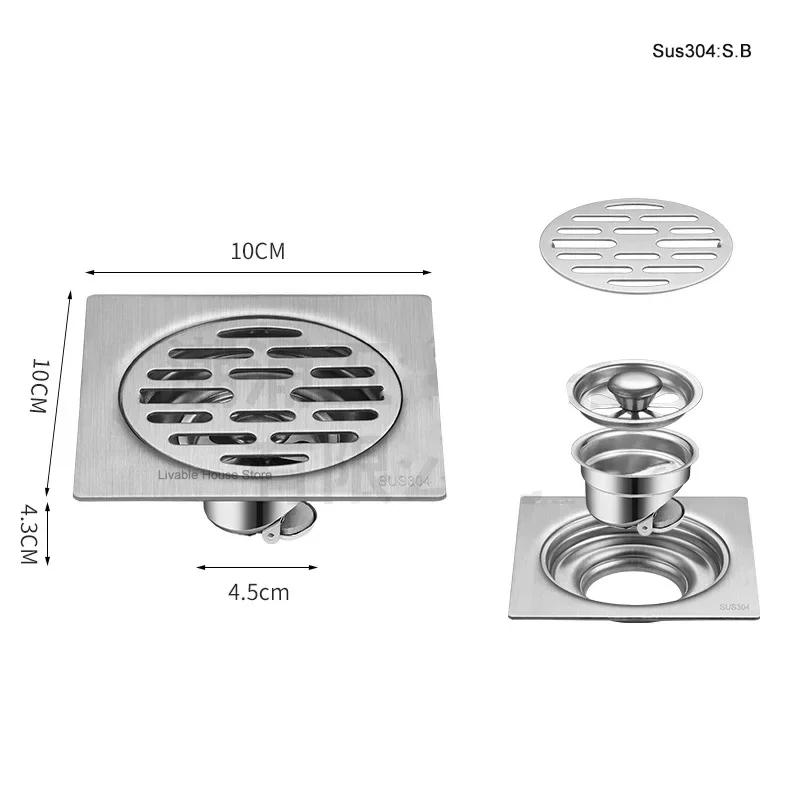 Euro Square Floor Drains Antique Brass Shower Hardware Bathroom Accessories Floor Drain Deodorant Floor Drain Strainer Cover