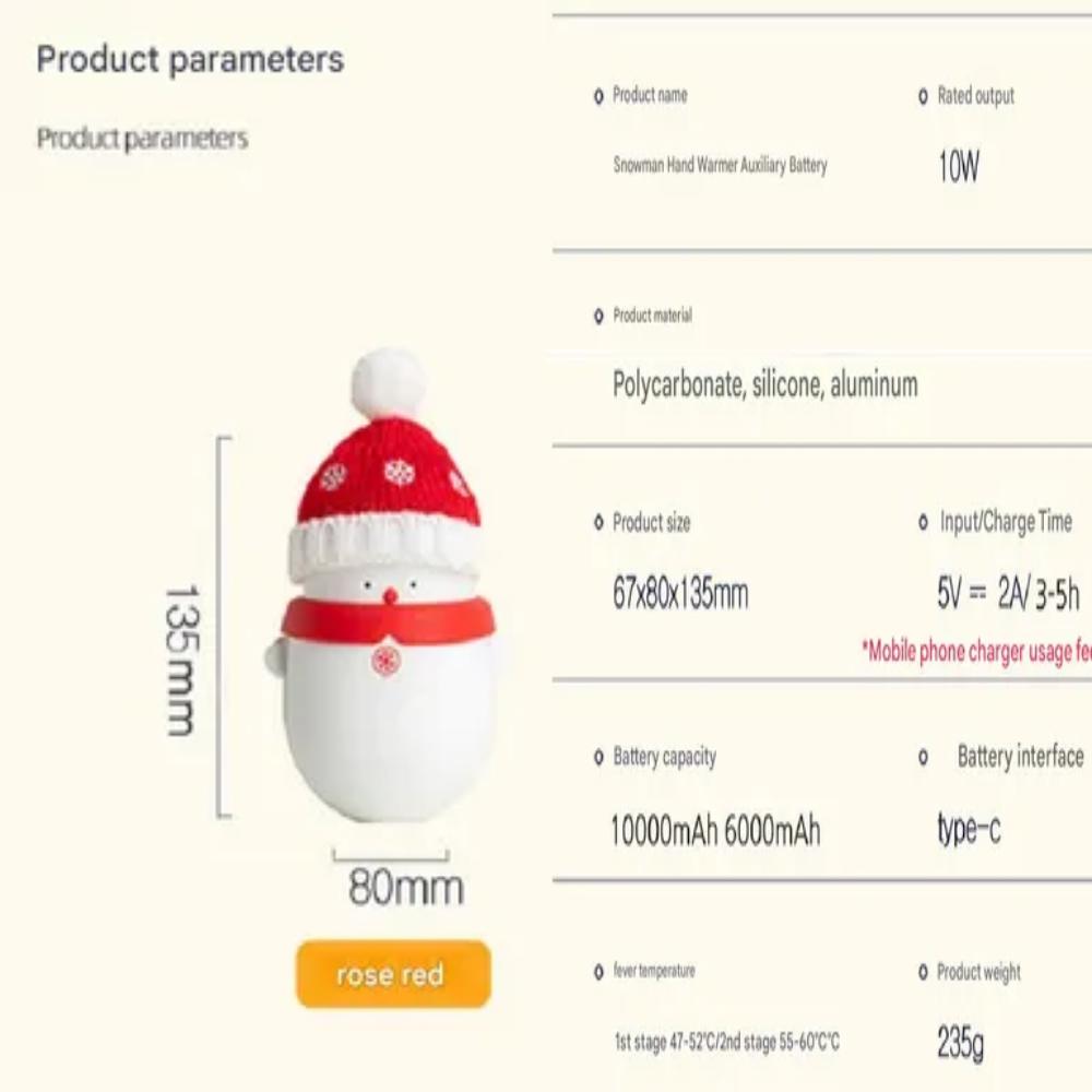 Rosa Schneemann Handwärmer Zusatzakku 10.000mAh USB Wiederaufladbar Multi-Handwärmer Heißes Päckchen