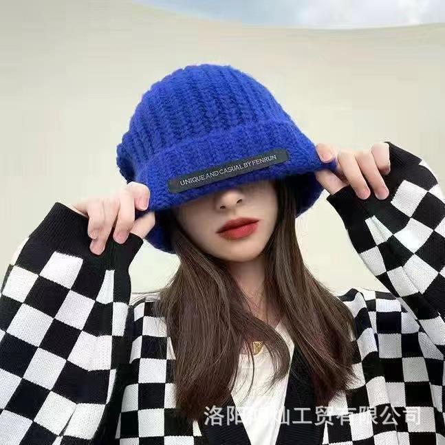 Knitted hat for women, warm in autumn and winter, thickened ear protectors, cute in winter, showing a small face, and fashionable wool hat.