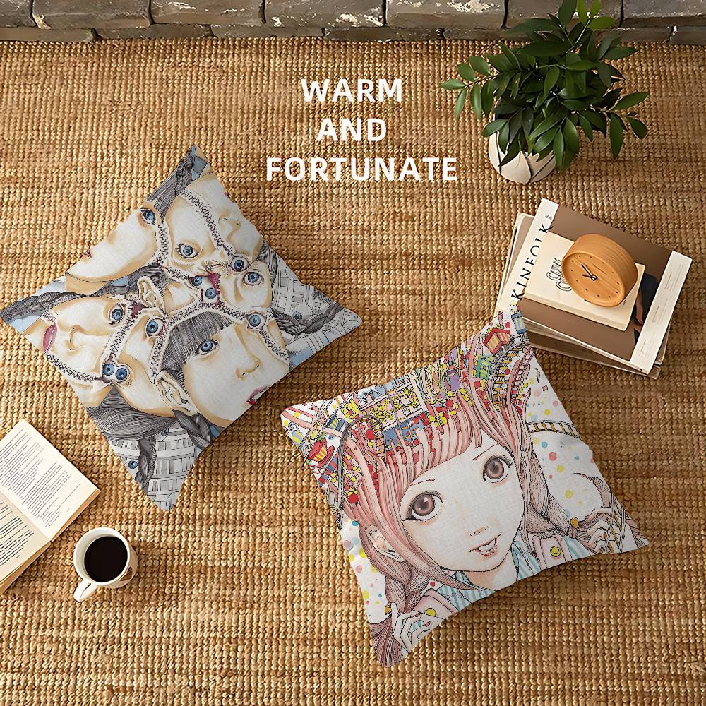 Shintaro Kago Art Horror Pillow Gifts Home Office Furnishings Bedroom Sofa Car Cushion Cover case 45x45cm
