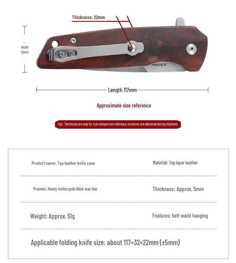 Wielofunkcyjna taktyczna skórzana torba biodrowa do przechowywania składanych noży