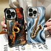 Saxophone Instrument Music Soft Phone Case For iPhone 15 16 17 Air 14 Pro Max 16E Plus 13 12 Mini Plating Anti-Fall Fundas