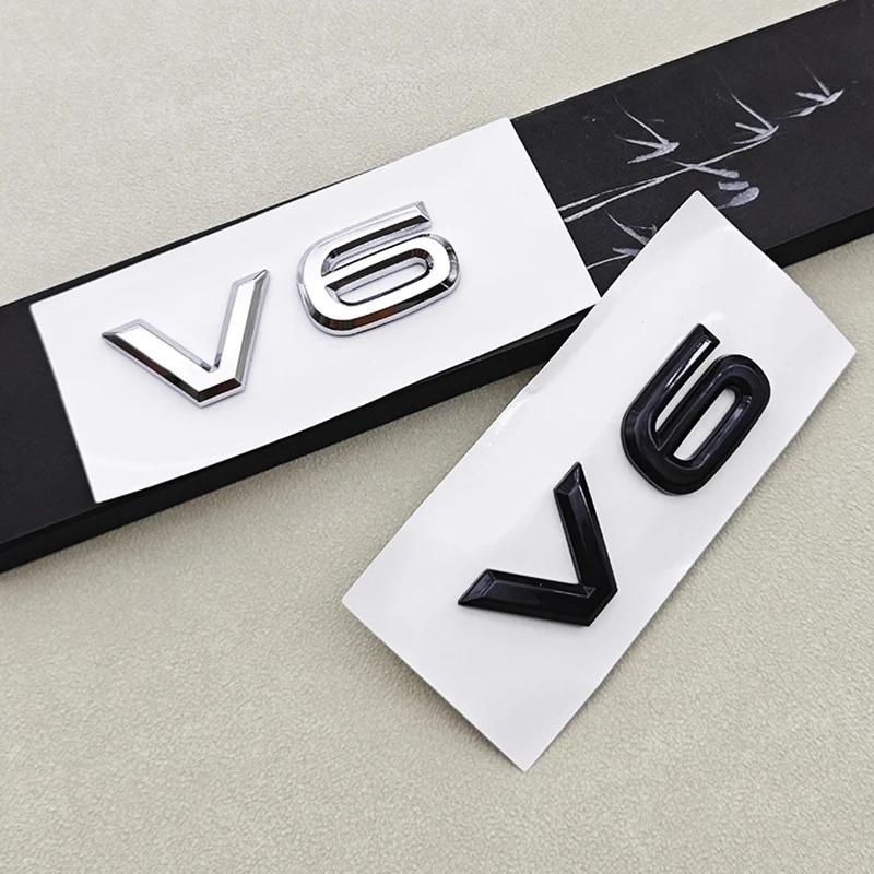1pc 3D ABS Chrome Black Logo V6 Car Sticker Fender Trunk Emblem Badge For Volkswagen VW Touareg CC Arteon Golf R32 Accessories
